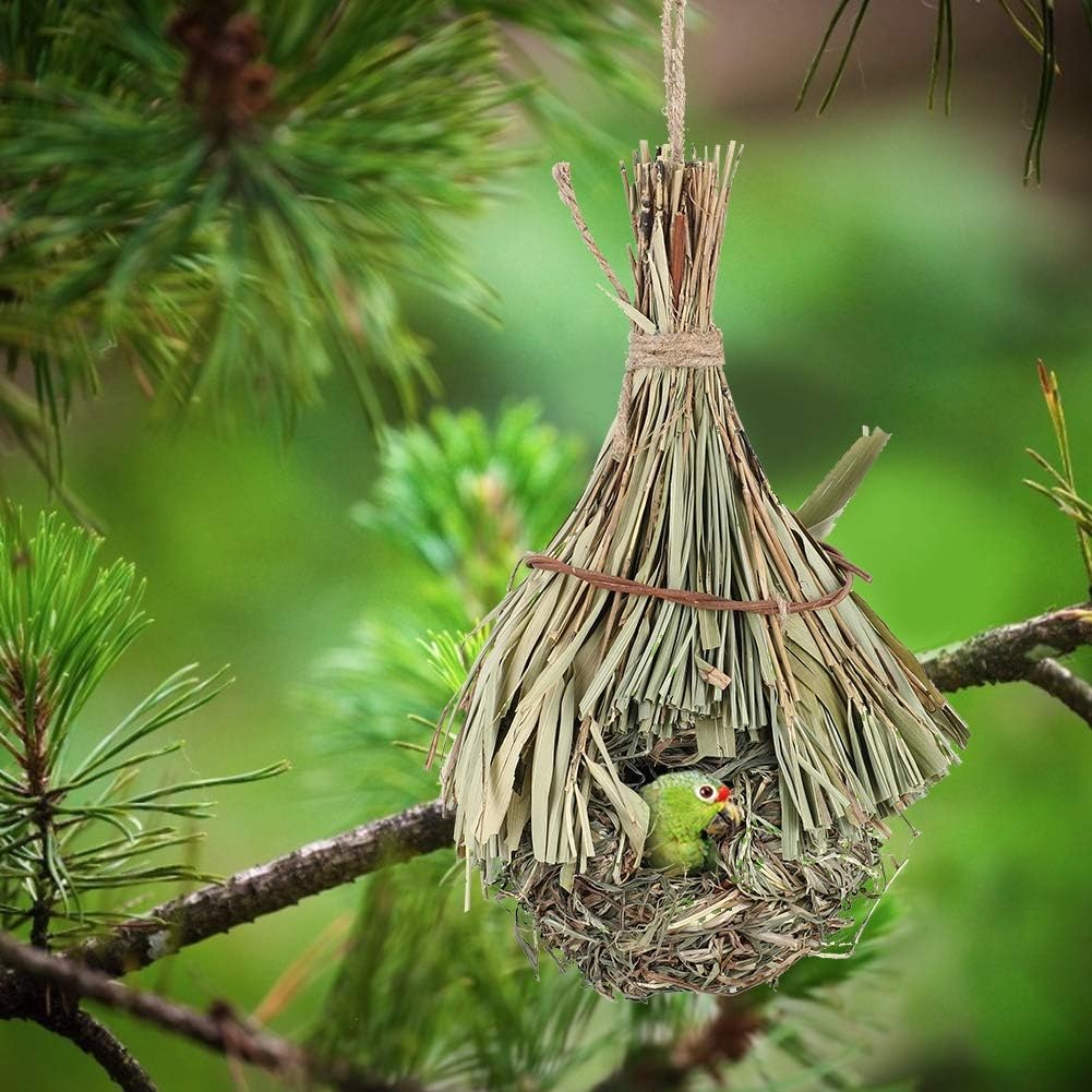 Birdhouse, Handwoven Bamboo Leaf Bird Nest Hanging Parrot