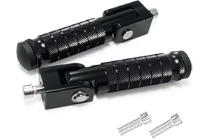 VUOZIP M8 Universal CNC Motorcycle Foot Pegs Degree Foldable Bike Pegs Aluminum Fit Electric Car Motorbike Scooter Mini Bike Ebike Dirt Bike Go Kart Honda Yamaha Suzuki Aprilia Super73 (Black, Type A)