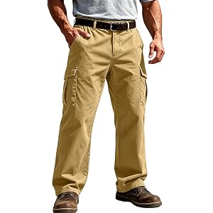 Shiketong Cargo Pants Men Ripstop Multi Pocket Breathable Trousers Relaxed Fit Outdoor Utility Pants for Fishing Construction