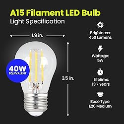 Feit Electric A15 LED Light Filament Bulb, 40W