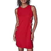 Karl Lagerfeld Womens Sleeveless Side Bows Scuba Crepe Sheath Dress