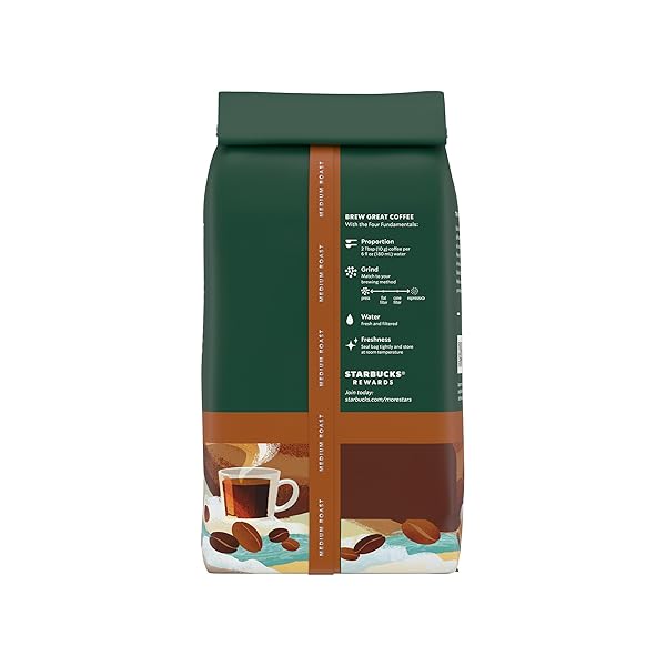 STARBUCKS WHOLE COFFEE BEANS, MEDIUM ROAST HOT OR ICED COFFEE, BREAKFAST BLEND, 12 OZ ​