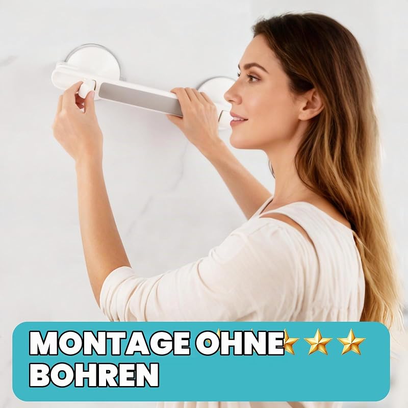 Haltegriff mit Saugnapf, 2 Stück Haltegriff Dusche Ohne Bohren, Haltegriffe für Senioren, Badewannengriff, Duschgriff mit Saugnapf, Sauggriff Bad