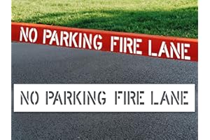 EYUNSTAR No Parking Fire Lane Stencil with 4" High Letters, 8"x52" Reusable Silicone Pavement Stencil for Parking Lot, Asphalt, Concrete, and Curb Painting