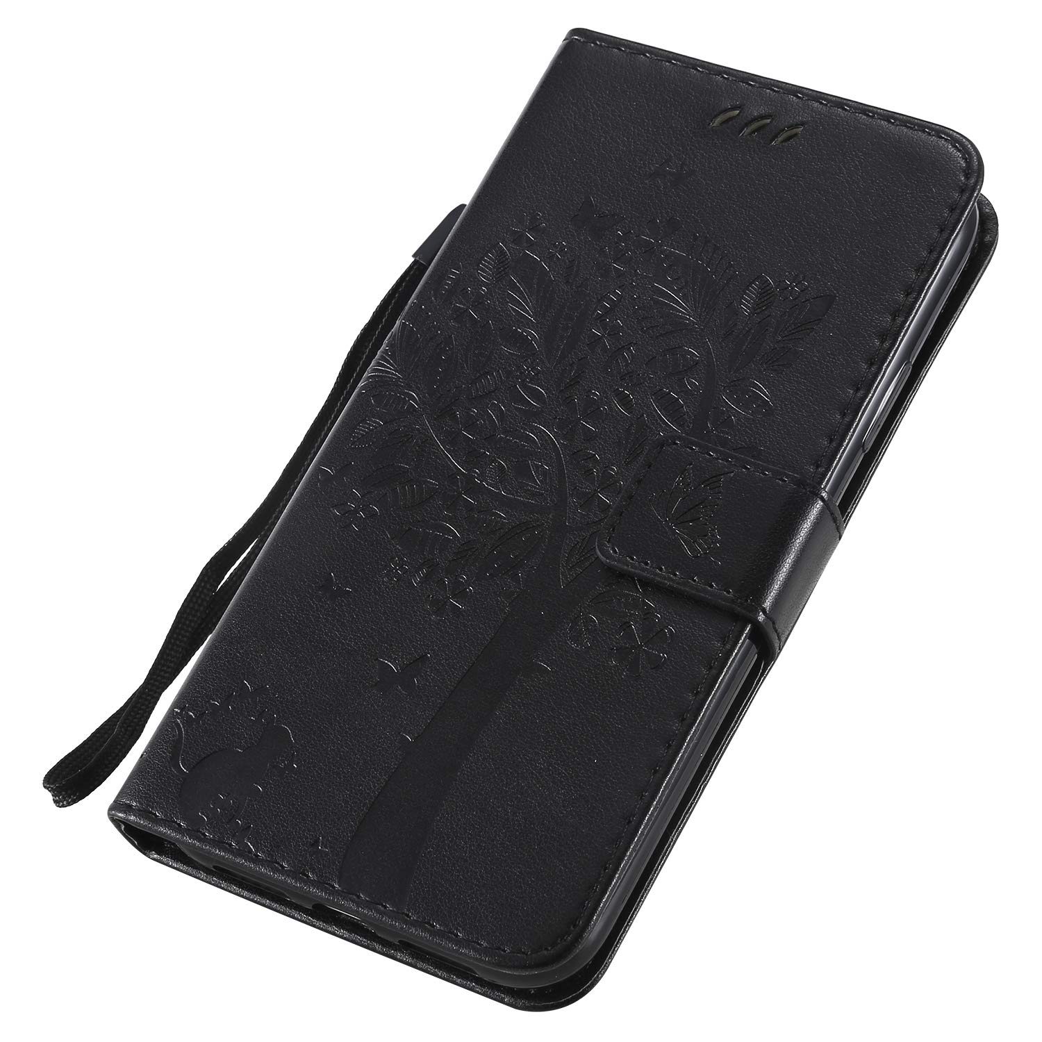 RonRun per Cover Nokia C02 con Supporto Stand e Slot Porta Carte Portafoglio Magnetica Pelle PU Disegni Rilievo 3d di Farfalla Case blu