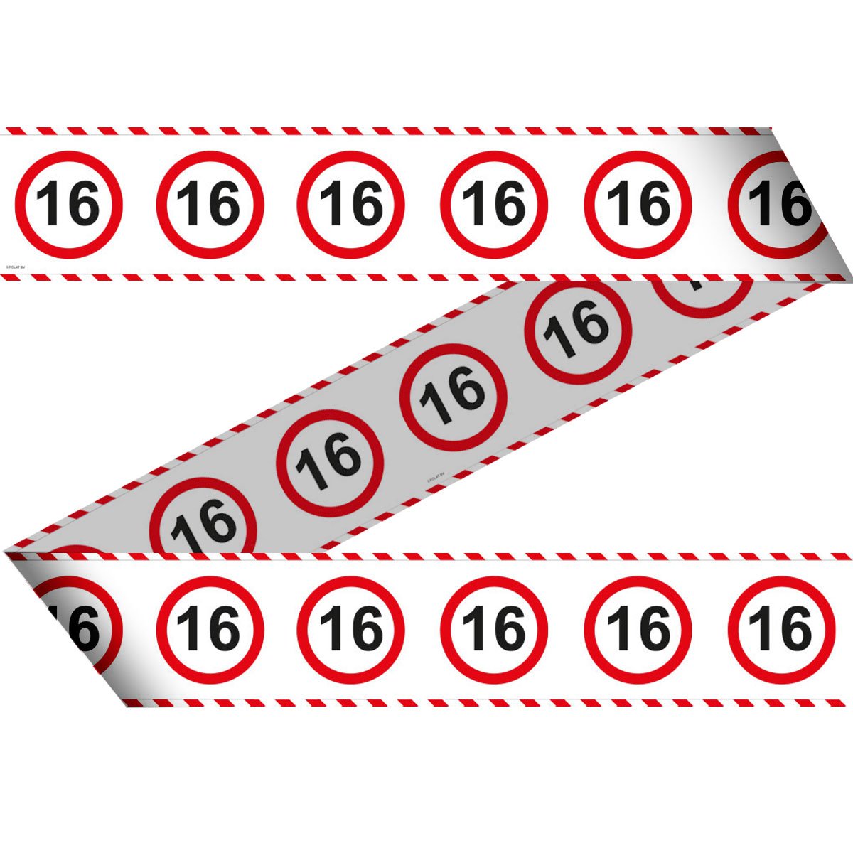 Folat - 16th Birthday Traffic Sign Barricade Tape - 15 m