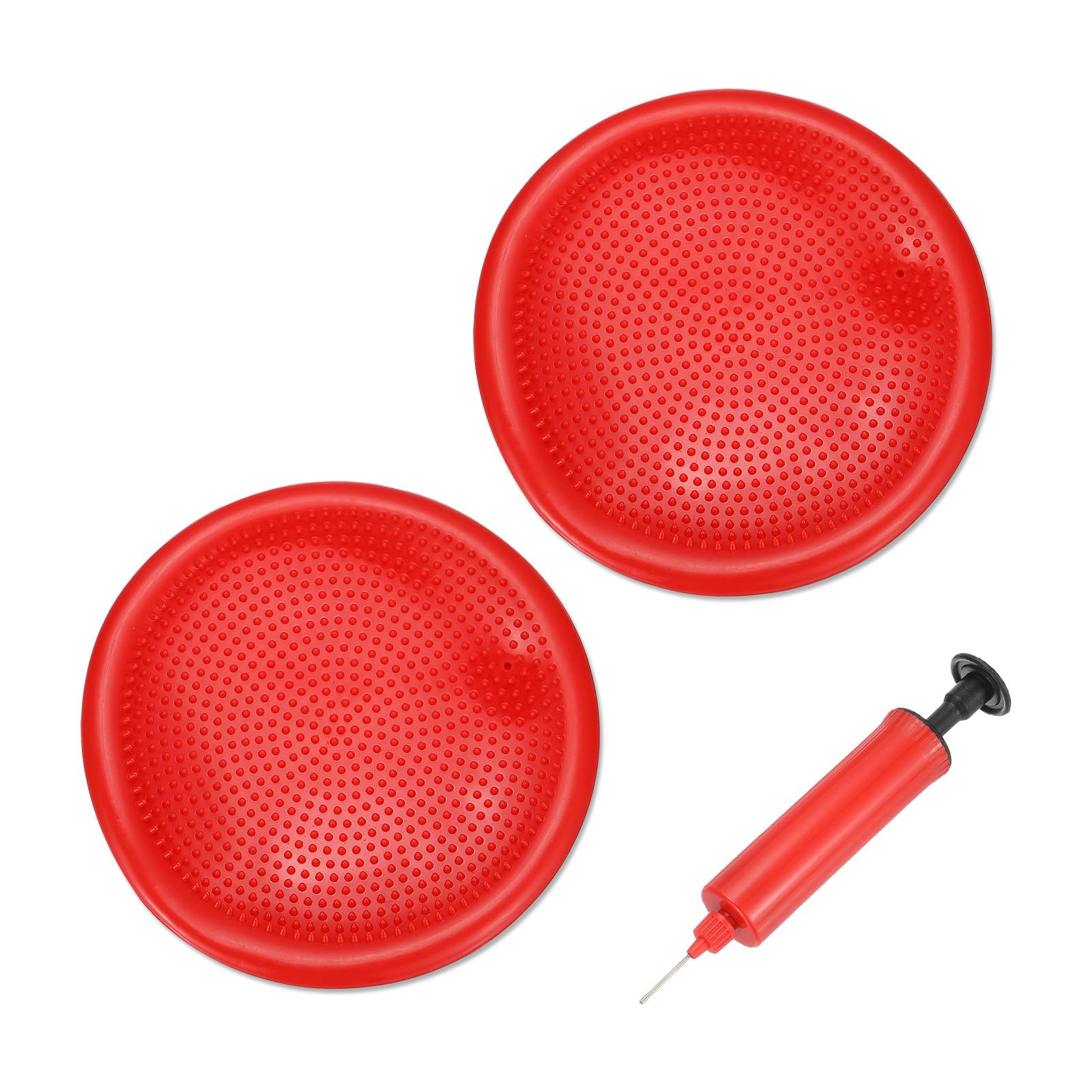 PATIKIL 2 Pcs Inflated Wobble Cushion Seat 13.2", Flexible Balance Disc with Hand Pump for Core Stability Exercise Physical Strengthening Improving Fitness Posture, Red
