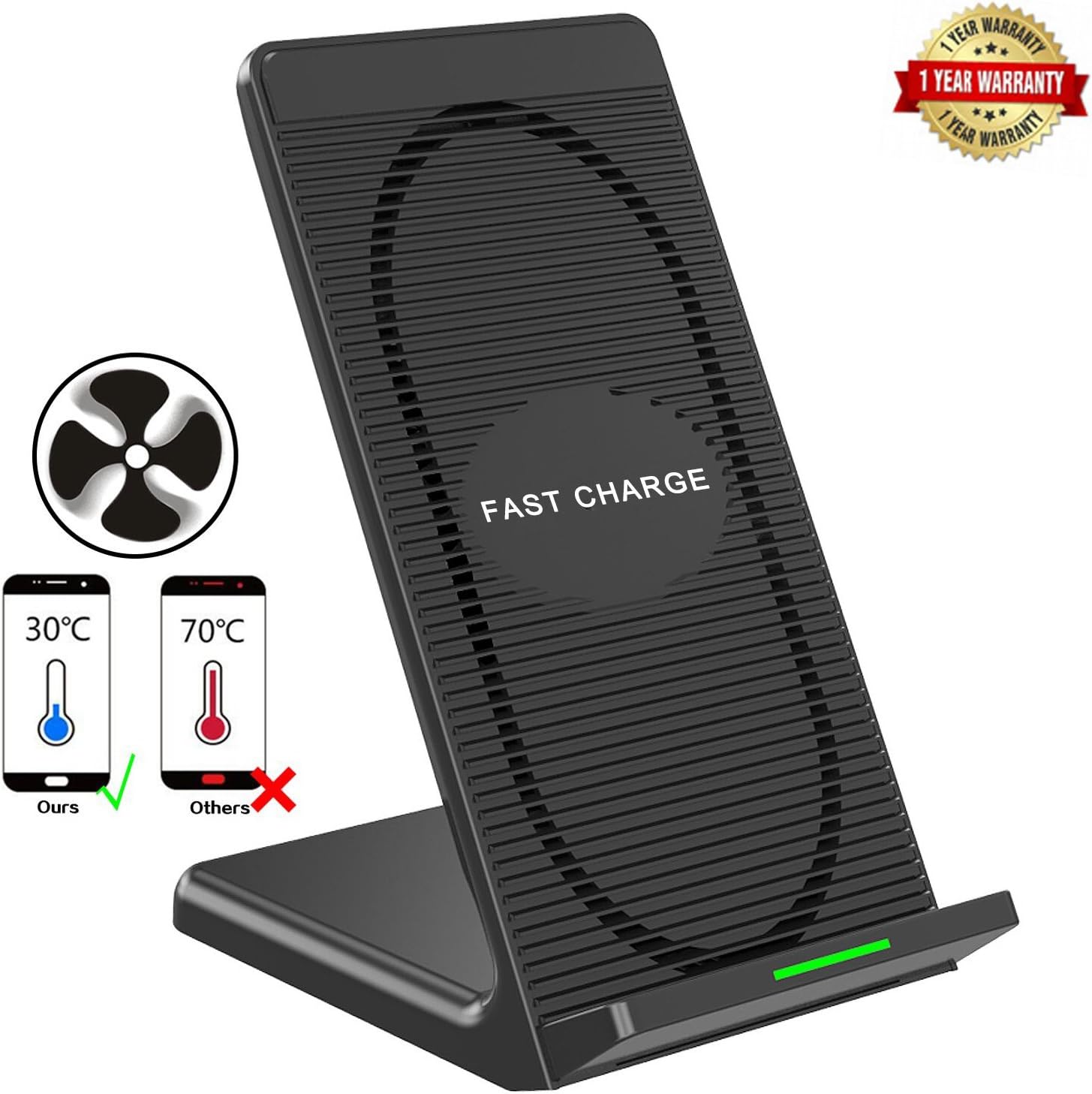 Fast Wireless Charger, NUOHAO Qi 7.5W Wireless Charger for iPhone X/8/8 Plus,10W Fast Wireless Charging for Samsung Galaxy S9/S9 Plus/Note 8/5/S7/S8 Plus/S6 Edge Plus, 5W for All Qi-Enabled Phones