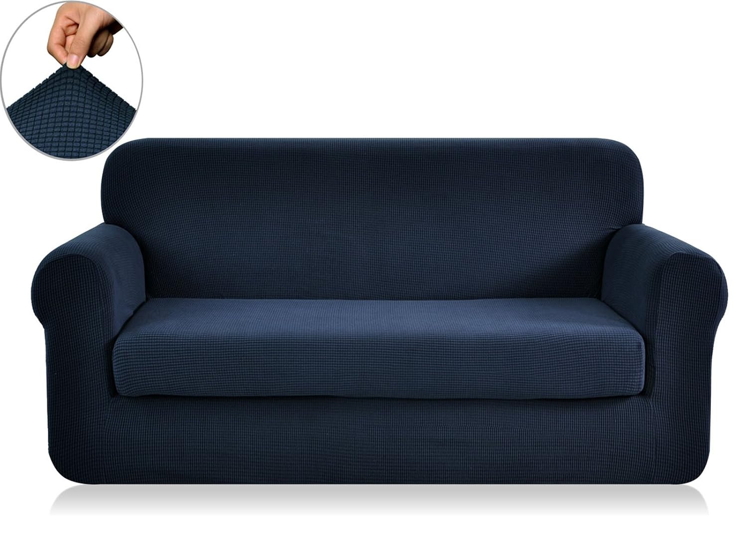 Spandex Sofa Covers Jacquard Polyester Slipcover Soft Fabric Dark Blue 2Piece eBay