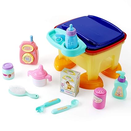 Iplay Ilearn Baby Doll Feeding N Caring Play Set Doll Accessory Kit W Bottle Pretend Play Toys W Activity Chair Storage Gift For 2 3 4 5