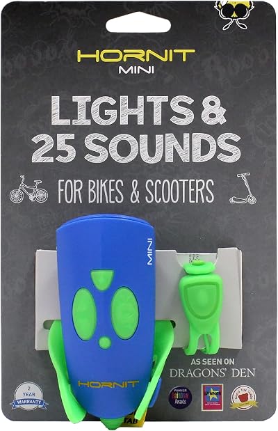 Hornit MINI Bike Bell Green Blue with Remote Trigger 25 Sounds 6 Lights