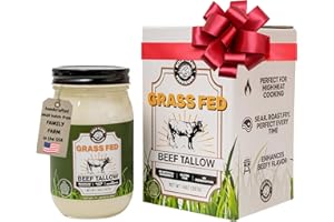 BOLD I'LAND Grass Fed Beef Tallow for Cooking - Pure, Clean Oil Made in the USA - Gluten Free, Paleo, Carnivore, Keto Friendly Food - Includes a Gift-Ready Box and Easy-to-Cook Recipe Book - 14 Ounces