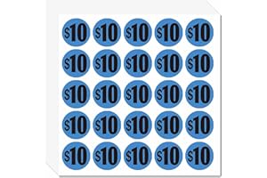 DUGUTUL 500pcs $10 Price Stickers for Garage Sale and Yard Sale | 10 Dollar Price Tags Labels | Super Bright & Jumbo 1" Diameter | Preprinted Price Labels | Garage Sale Stickers