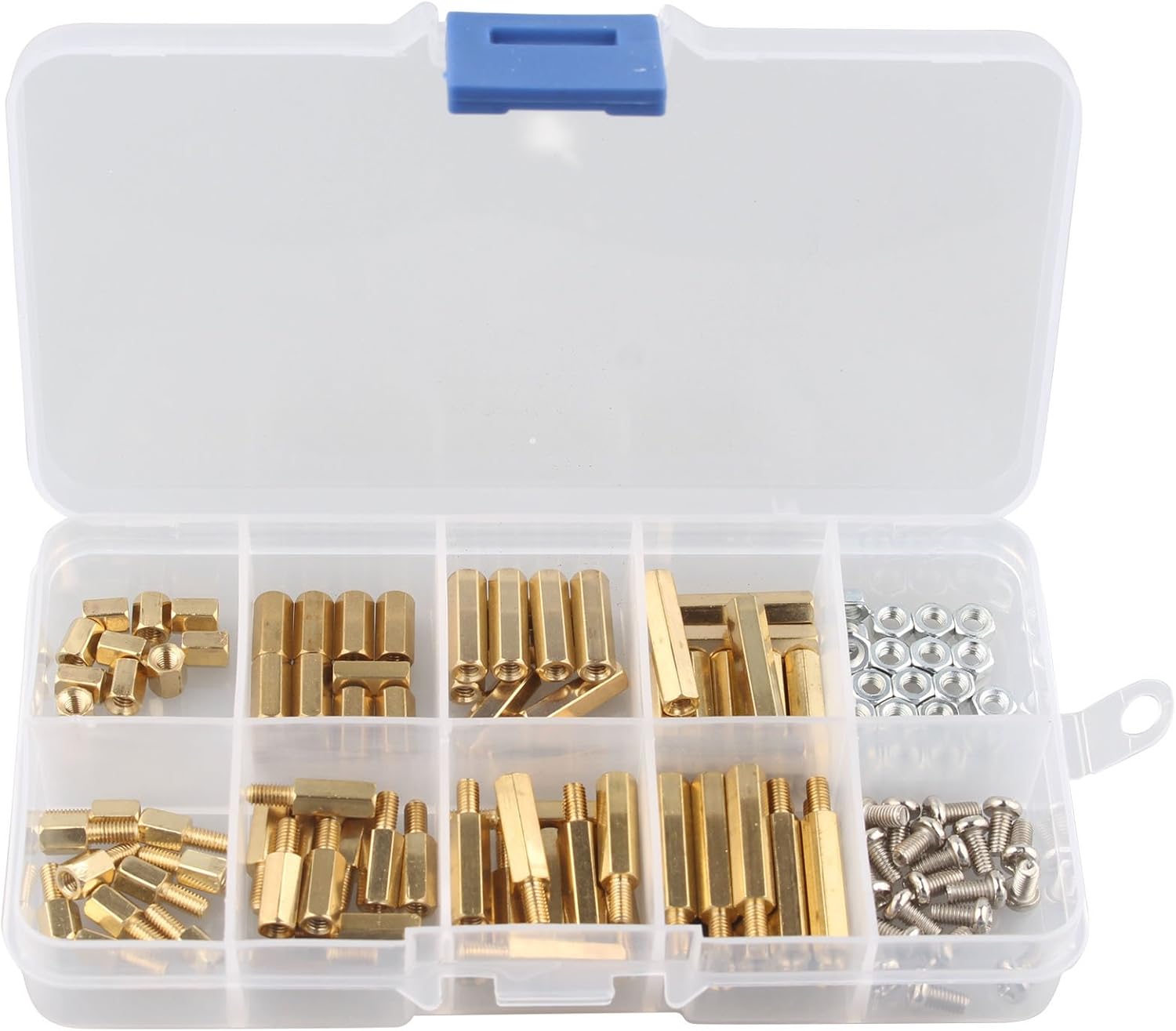 HALJIA 120 PCS M3 Male-Female Brass Spacer Standoff Screw Nut Assortment Kit