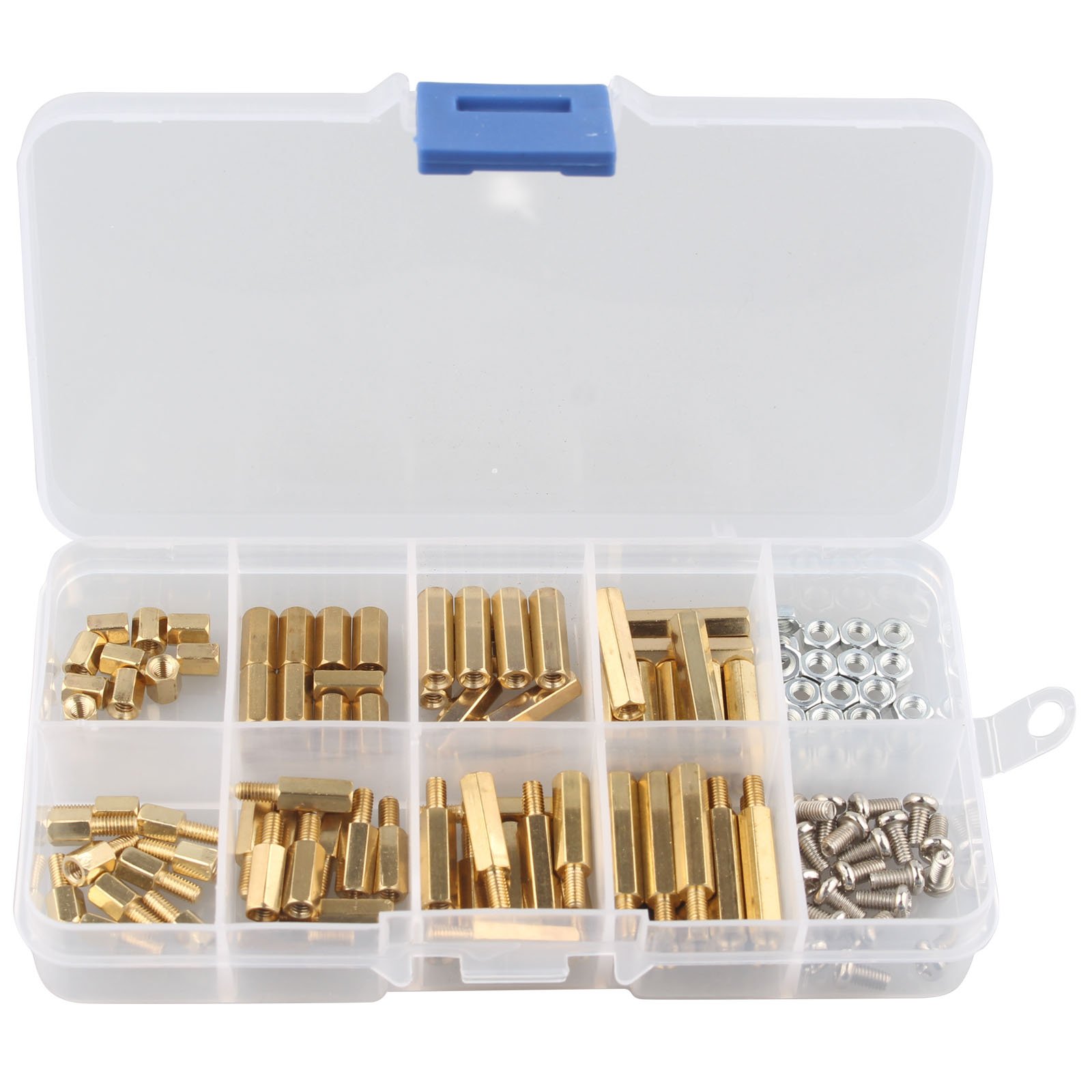 HALJIA 120 PCS M3 Male-Female Brass Spacer Standoff Screw Nut Assortment Kit