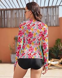WOWENY Women Rash Guard Long Sleeve Swimsuit Top