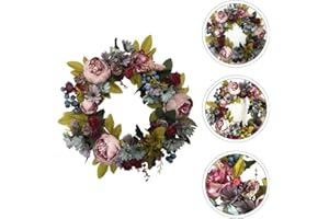 SUPVOX Artificial Peony Flower Garland Rattan Wreath Door Hanging Decor for Wedding Spring Party Front Door