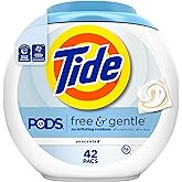 Tide PODS Free & Gentle Laundry Detergent Soap Pacs, 42 Count, Tide PODS Laundry Detergent (Packaging May Vary)