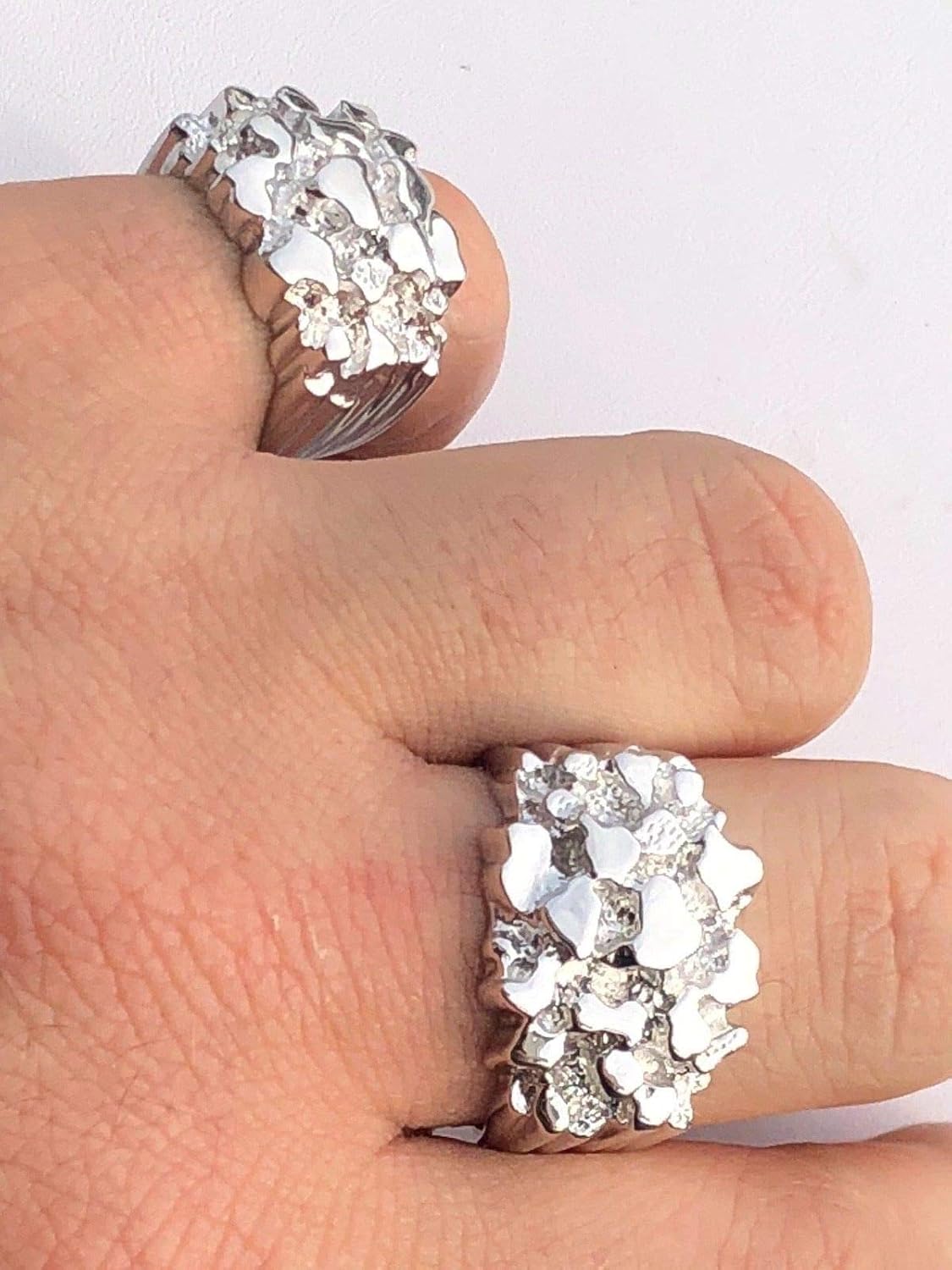 Harlembling Solid 925 Sterling Silver Men's Silver Ring - Nugget Ring - Pinky or Ring Finger - Sizes 7-13|