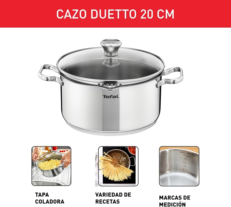 Duetto - Cacerola 20 cm, Acero inoxidable