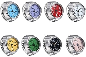 Ibohevo Women Finger Watch Rings: Unisex Vintage Waterproof Men Finger Ring Clock Set Analog Arabic Numerals Dial Novelty Quartz Watches with Elastic Band