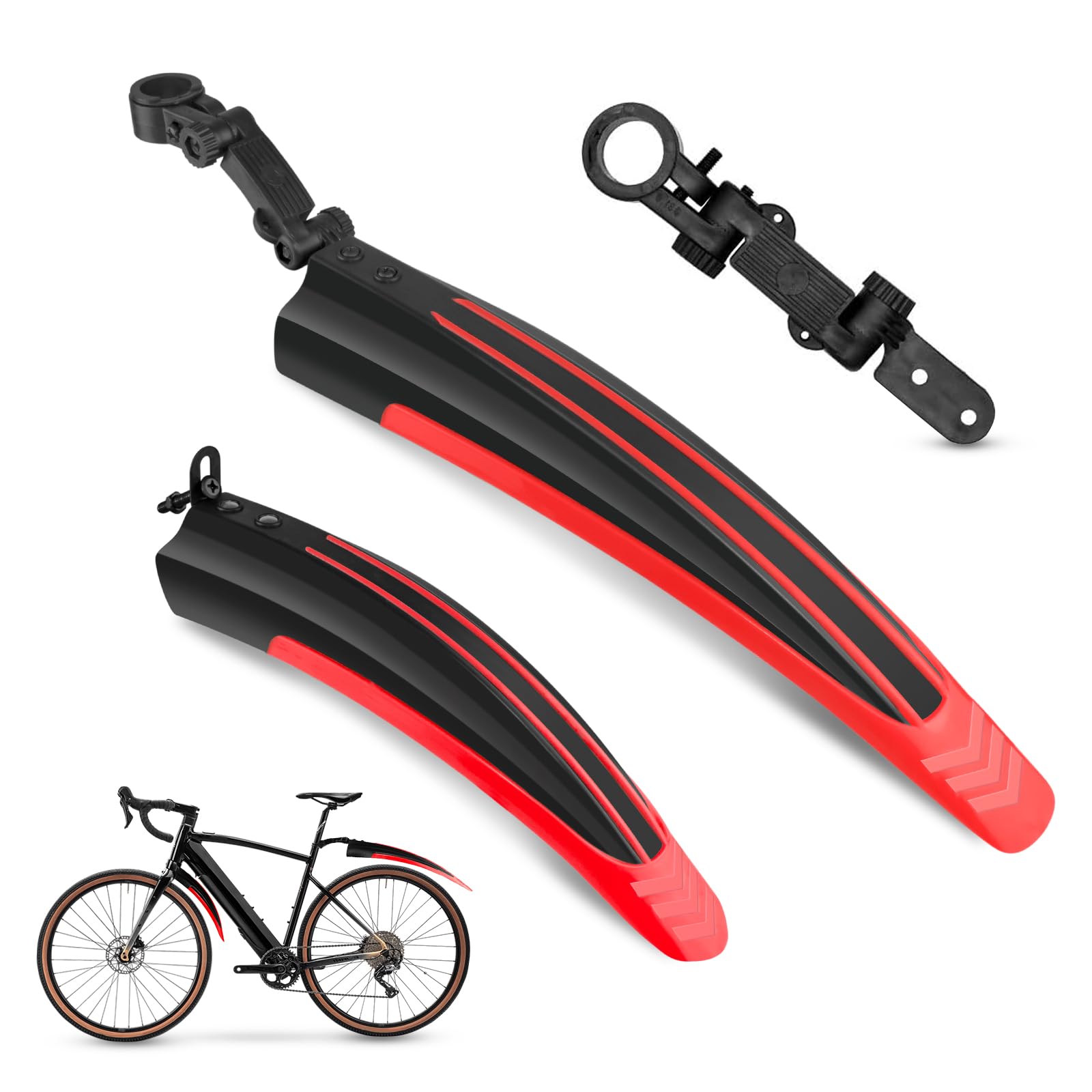 Vockvic Bicycle Mudguards, Full Cover Thickening Widening Mountain Bike Front and Rear Mud Guard Fenders Portable Adjustable Mountain Bike Mudguards Suitable for Mountain Bikes(Red)