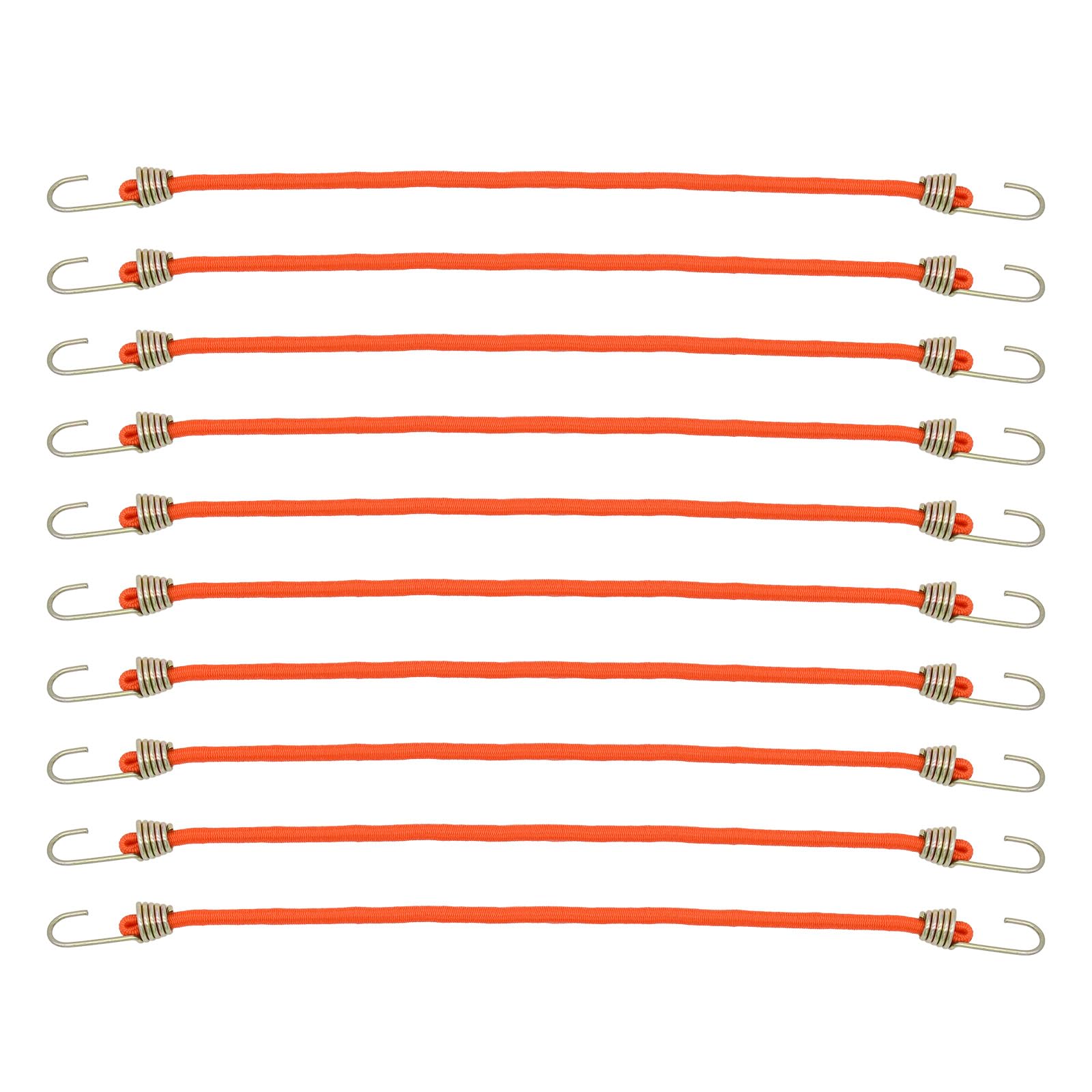 Bailinks 10" (25cm) Bungee Cords With Hooks, 10 Pack Mini-Rope Luggage Rope Bungee Straps,Bundle of Elastic Straps Fixed Elastic Rope, Elastic Safety Cord with Pull Hook (Orange)