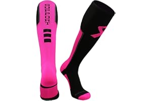 MadSportsStuff Pink Ribbon Breast Cancer Awareness Support Socks for Football Baseball Boys Girls Men Women Over the Calf