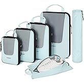 BAGSMART Compression Packing Cubes for Travel, 6/5/4set Lightweight Packing Organizers, Summer Travel Essentials Suitcase Organizer Bags Set