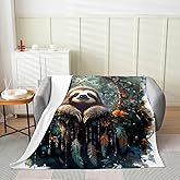Erosebridal Sloth Blanket Queen 90x90 for Girls Women Dream Catchers Throw Blanket Boho Floral Feather Fleece Blanket Woodland Animals Fuzzy Blanket Exotic Bohemian Decor