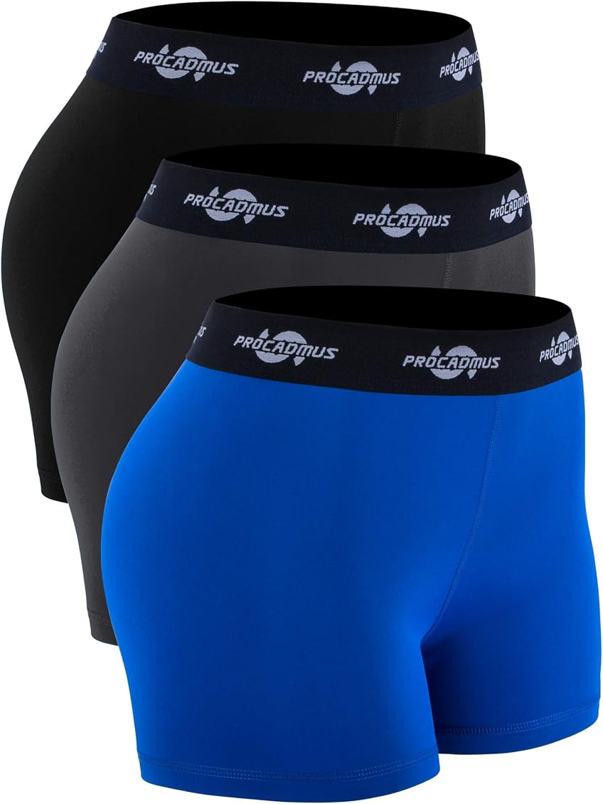 CADMUS Women's Spandex Volleyball Shorts 3 Workout Pro Shorts,Black u0026 Grey  u0026 Blue,X-Small at Amazon Women's Clothing store