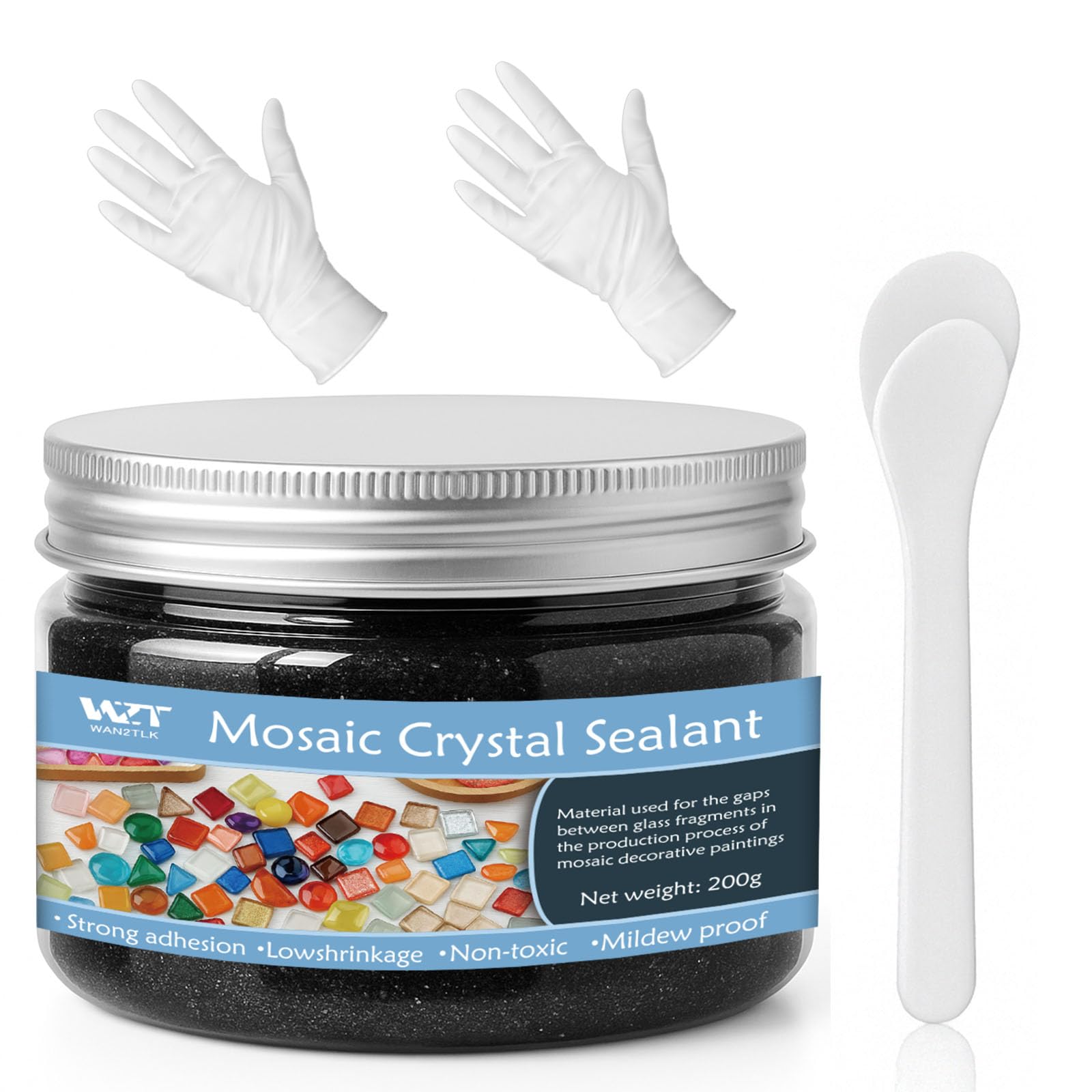 Photo 1 of WAN2TLK Black Mosaic Crystal Grout 200g, Mosaics Tile Tools, No Need to add Water, Direct caulking, Mosaic Crystal Sealant for All Tiles & Surfaces
