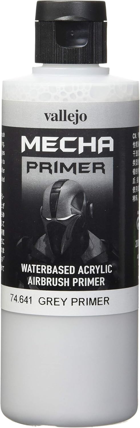 Vallejo Mecha Color Acrylic Paint Primer Grey, High Resistance for Airbrush Durable and Impact-Resistant Formula