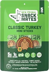 Snack Mates by The New Primal, Turkey Stick, All-Natural Turkey, High Protein and Low Sugar Kids Snack, Certified Paleo, Cert