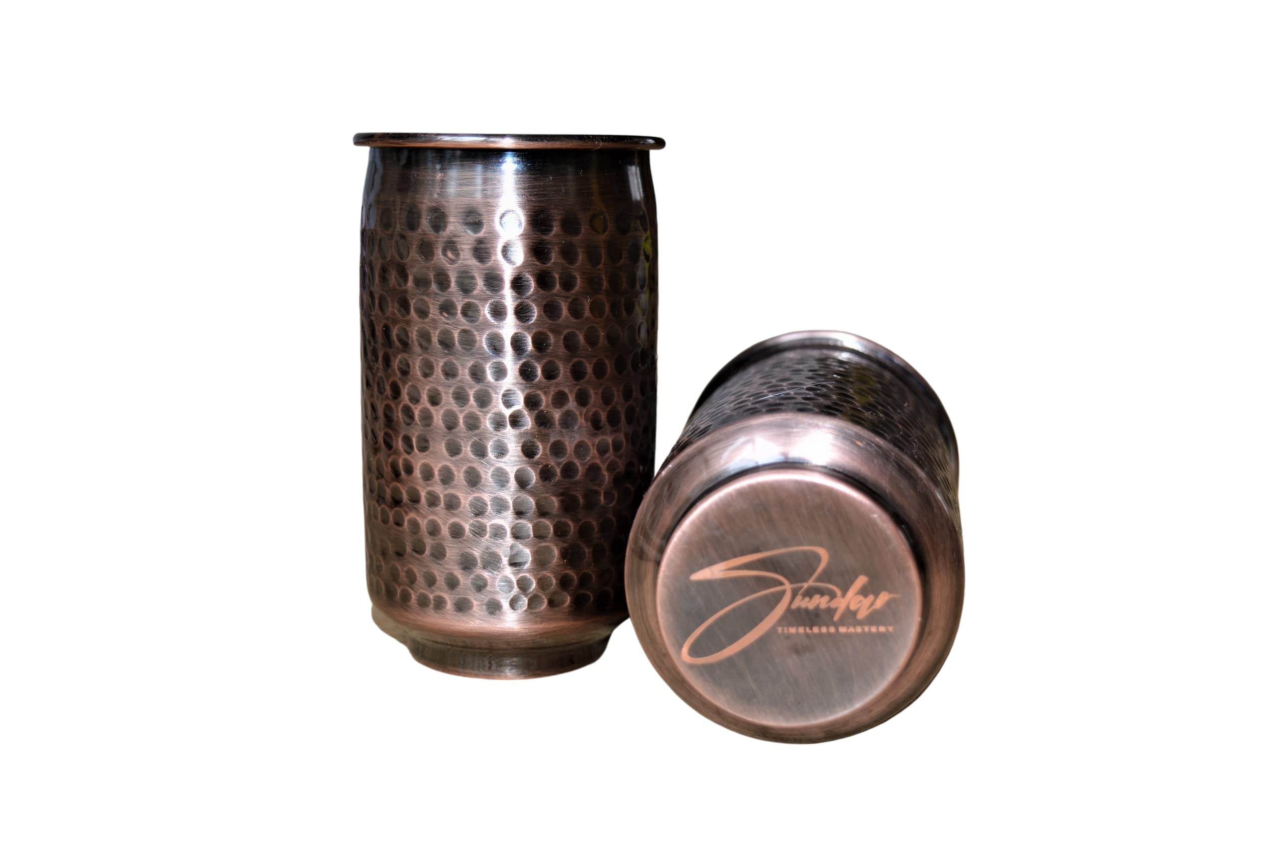 SUNDAR Real 100% Pure Antique Copper Moscow Mule Copper Mugs - Moscow Mule Cup - Copper Tumbler - Copper Mule Mug Set - Copper Mug - Copper Cup Moscow Mule Mug - 330ml 12oz Copper Cups-Hammered Copper