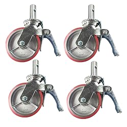 Scaffold Caster 6" x 2" Red Wheels w/Locking Brakes