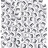 GMMA Letter Beads for Bracelets Making 200 Pcs 4x7mm Alphabet Beads for Bracelets Acrylic Beads for Jewelry Making Friendship Bracelet Letters for Crafts (E Black Letter Beads)