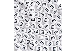 GMMA Letter Beads for Bracelets Making 200 Pcs 4x7mm Alphabet Beads for Bracelets Acrylic Beads for Jewelry Making Friendship Bracelet Letters for Crafts (E Black Letter Beads)