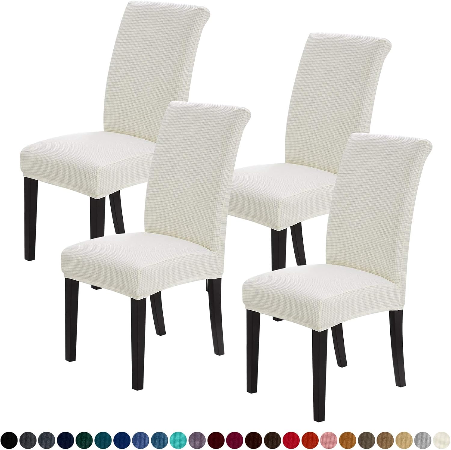 Slipcovers - Joccun Chair Covers for Dining Room Set of 4,Water Repellent Dining Chair Slipcovers Stretch Dining Room Chair Covers Seat Protector,Washable Parsons Chair Cover for Home,Hotel,Banquet(Ivory,4 Pack)