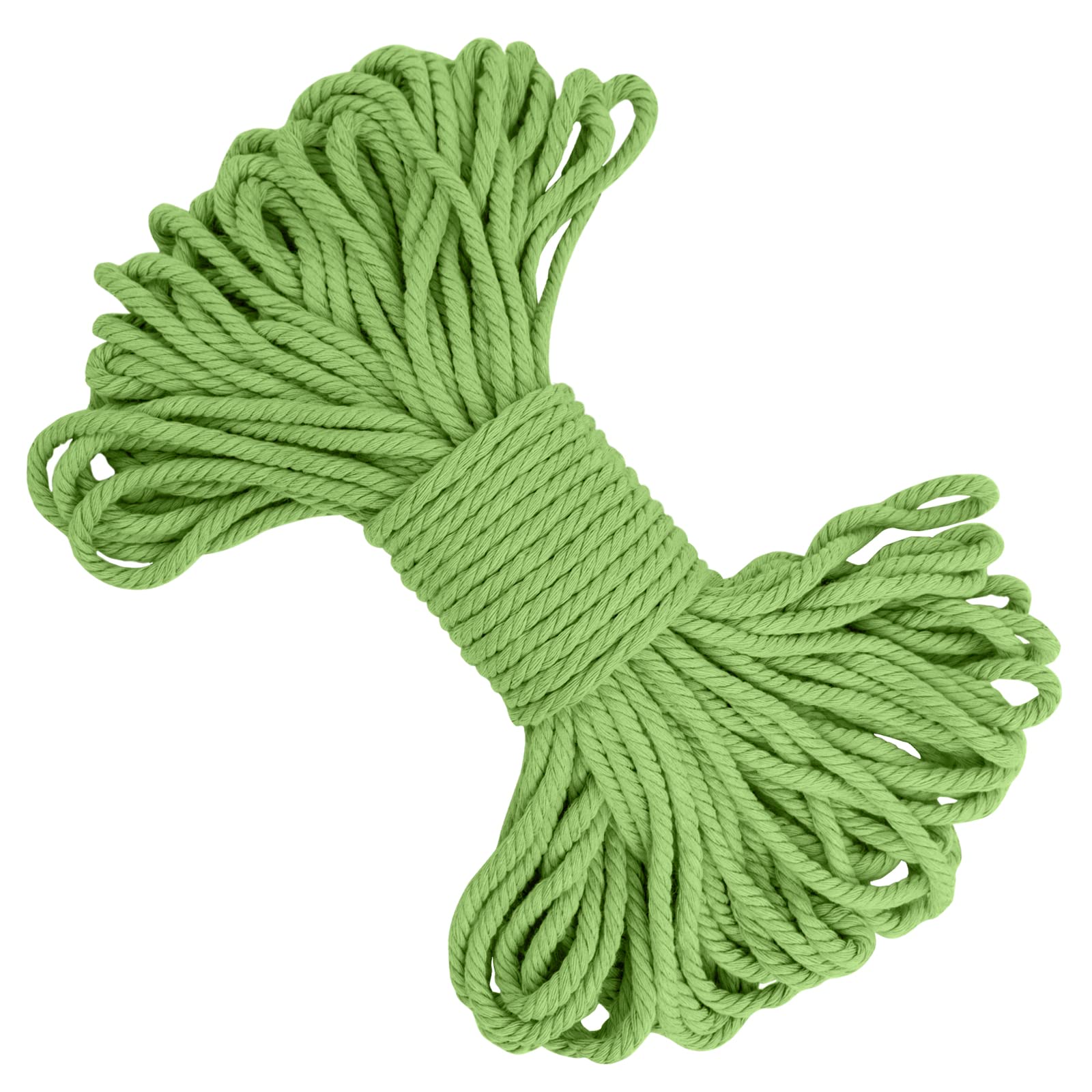 LEREATI Macrame Cord 5mm x 20m, Thick Cotton Macrame Rope Yarn Craft String, Coloured Cotton Cord for Macrame Plant Hanger, Wall Hanging, DIY Crafts, Gift Wrapping, Home Decorations (Grass Green)