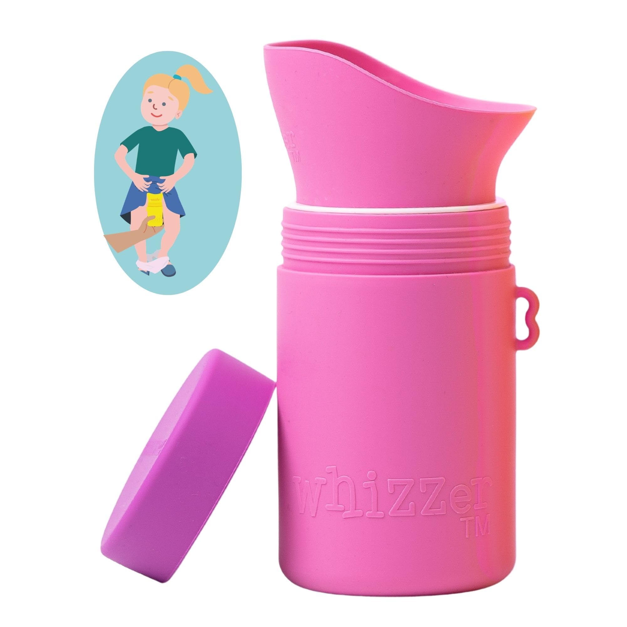 KIDDIWHIZZ Portable Toilet/Travel Potty Holiday Essentials for Kids - Ideal for Potty Training, Camping, Car Journeys & Travel - Unisex Silicone Pee Bottle - Portable & Leakproof - 250ml
