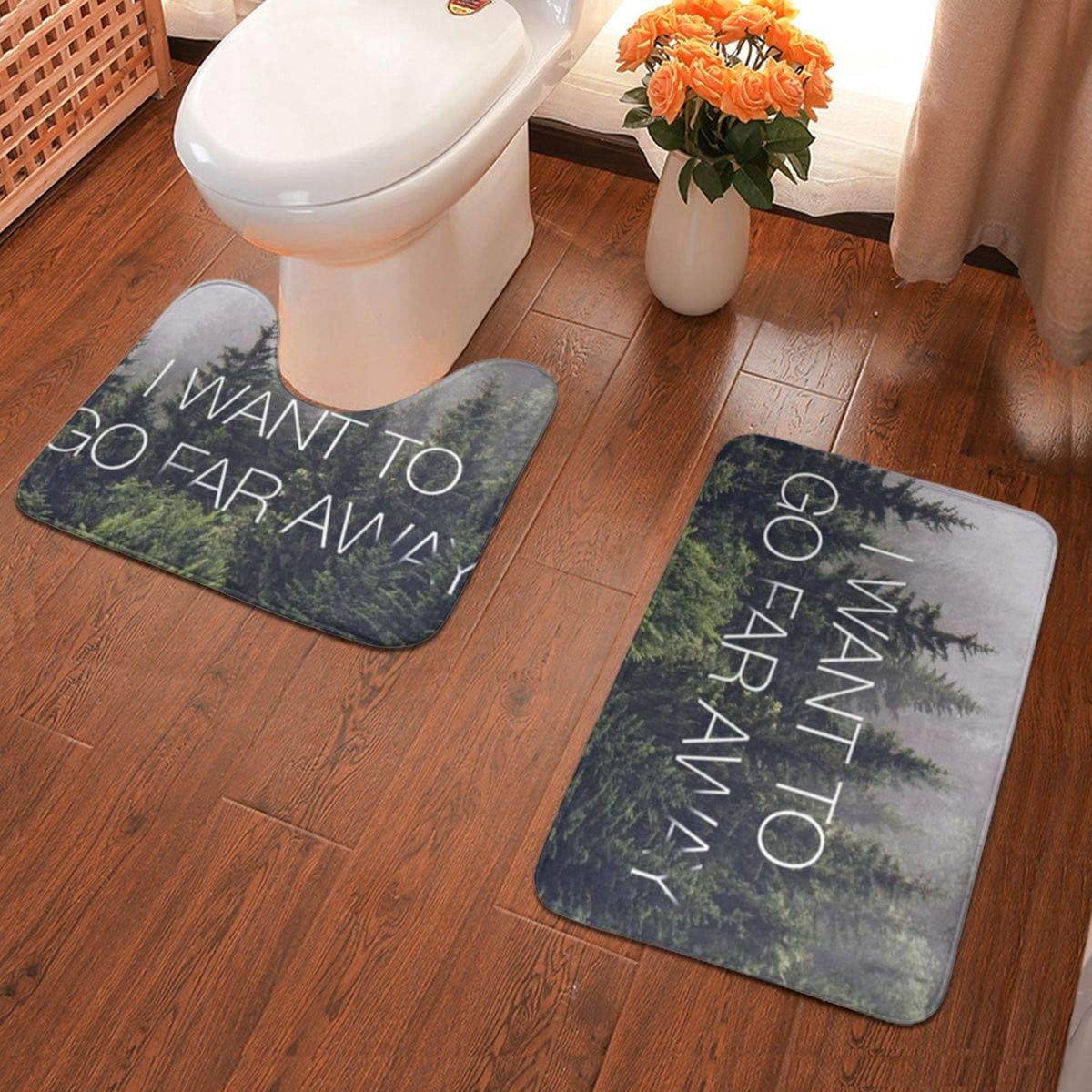 Amazon Com Hrht I Want To Go Far Away 2 Piece Bathroom Rug Set