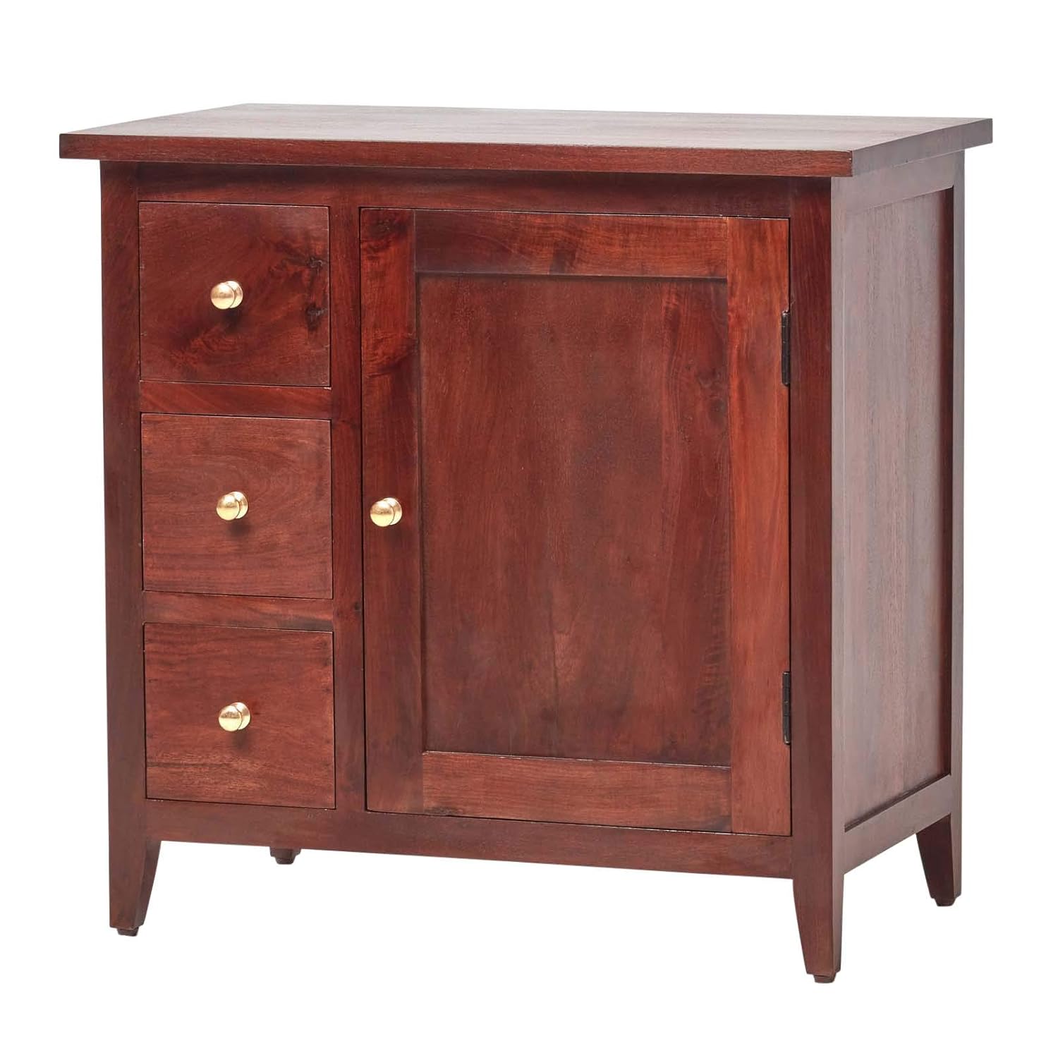 Homescapes Small Groove Dark Wood Sideboard With Cabinet Internal