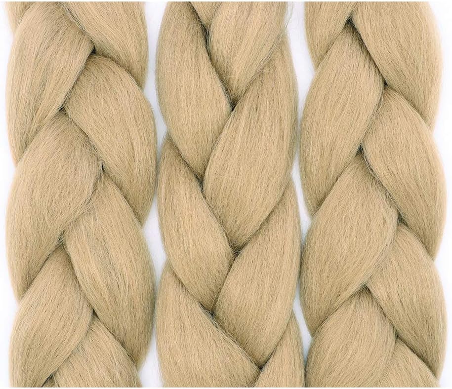 24" Braiding Hair Extension Jumbo Braids Synthetic 3bundles/pack Crochet Hair Afro Box Braid Heat Resistent (Dark Blonde) - Image 5