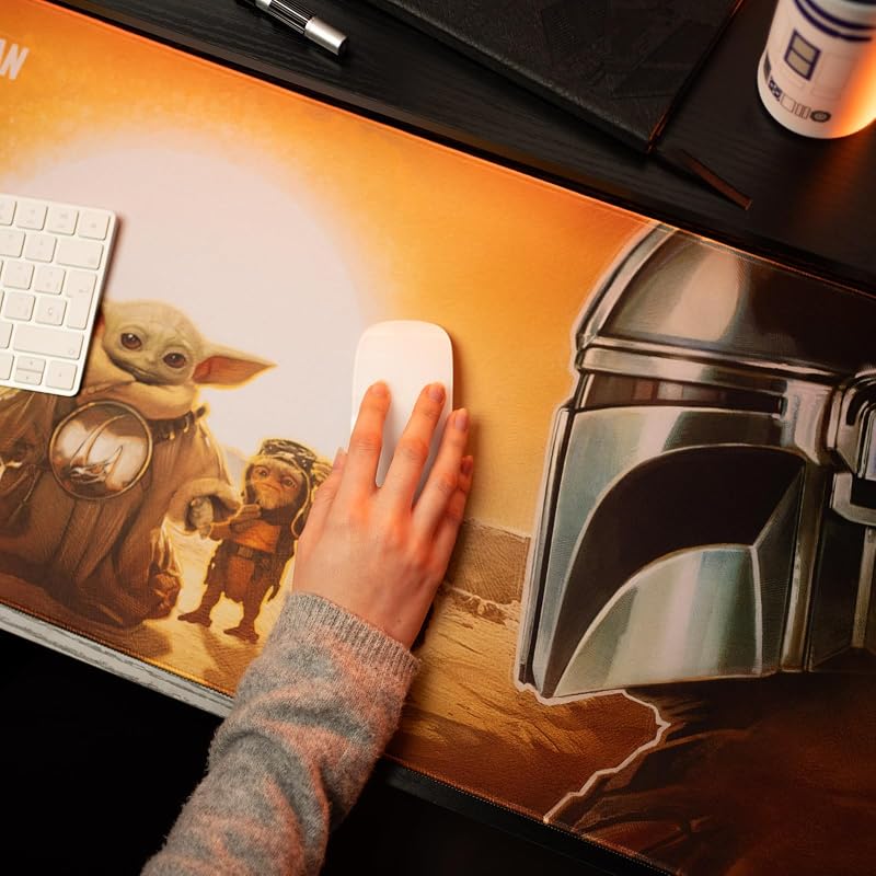 XXL The Mandalorian and Grogu Mouse Pad - Tapete de secretária Protetor de secretária: Impermeável e antiderrapante (80X35 cm)