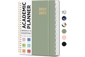 JEJEGO Planner 2024-2025, Academic Planner JUL 2024-JUN 2025, Weekly and Monthly Calendar Planner Book, Hardcover Teacher Planner 2024-2025 with Tabs, A5 (6.4" x 8.5") - Green