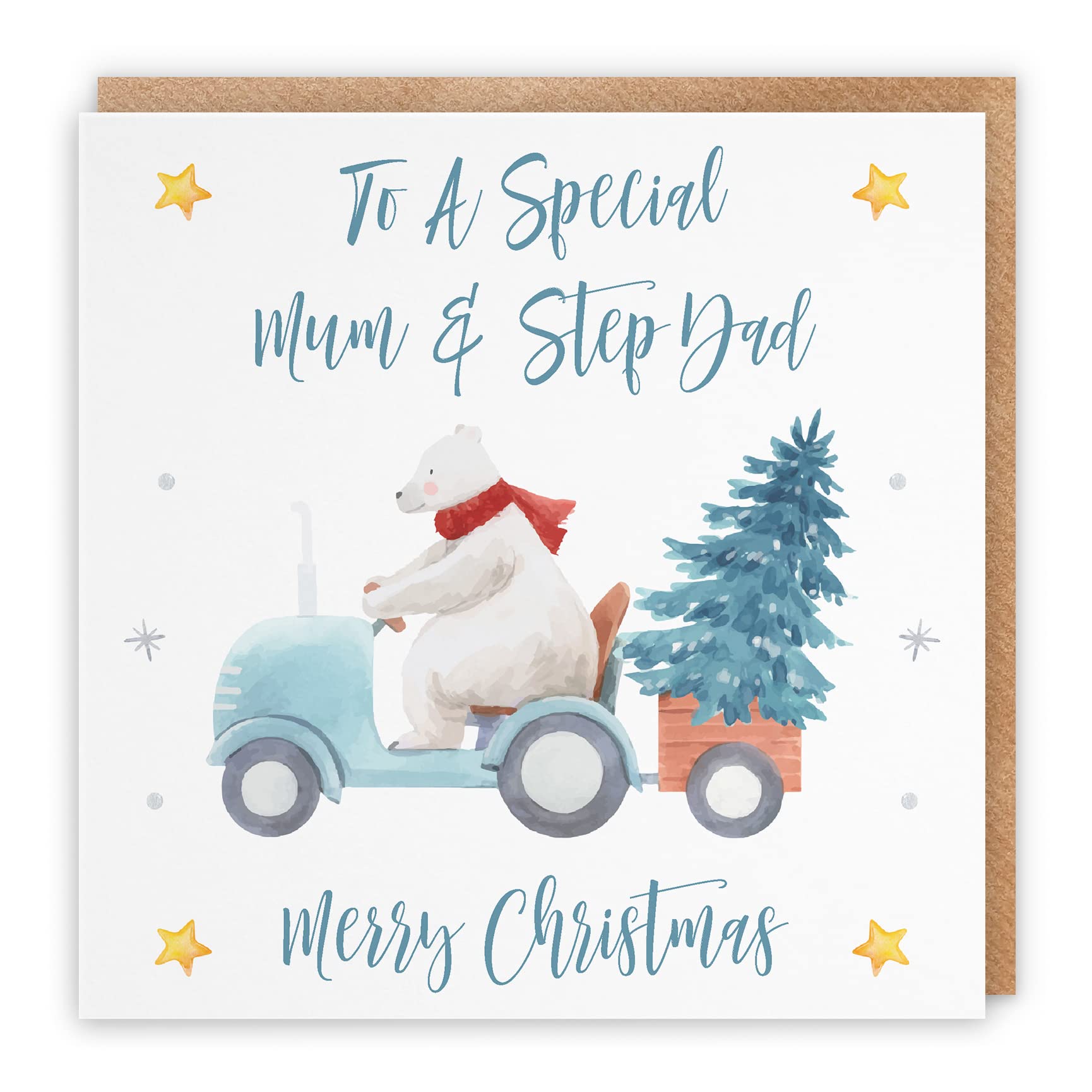 Hunts England - Mum And Step Dad Christmas Card - To A Special Mum & Step Dad - Merry Christmas - Polar Bear Collection