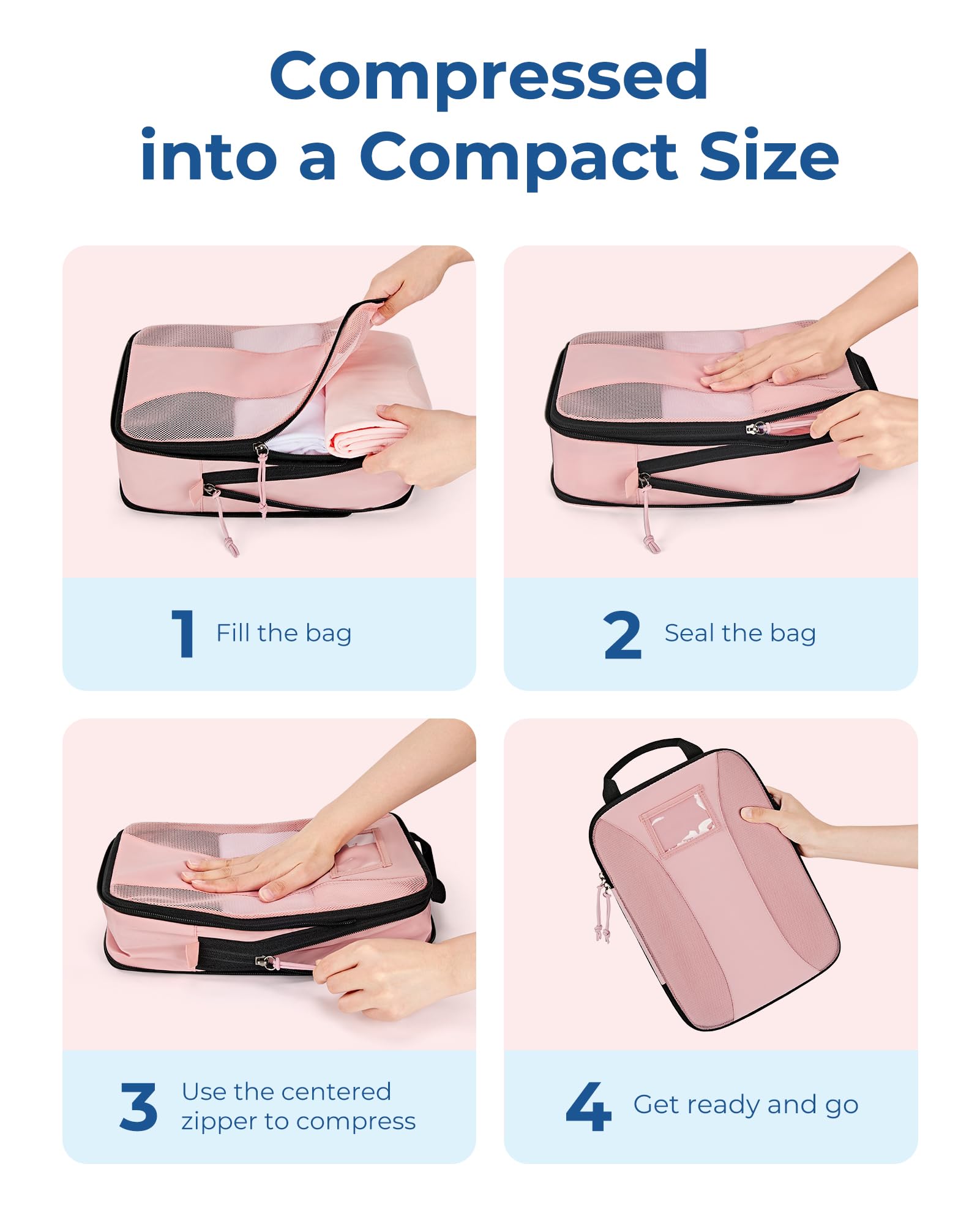 BAGSMART Compression Packing Cubes, 6 PCS Packing Cubes for Suitcases, Travel Bags Organizer for Luggage, Lightweight Packing Cube for Travel Essentials