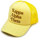 Sorority Shop Kappa Alpha Theta Baseball Cap - Mesh Trucker-Style Hat, Padded Front Panel and Snap Closure, Kappa Alpha Theta Gifts for Women Yellow