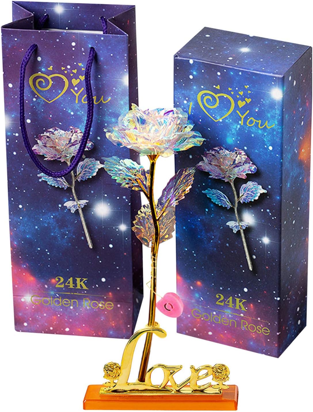 Amazon.com : Crystal Galaxy Rose Artificial Colorful Gold Roses Flower